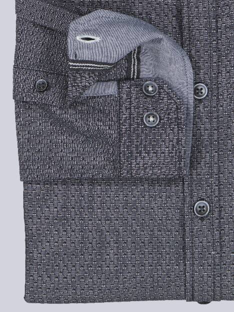 engbers Herren Langarm-Hemd strukturiert , Marineblau