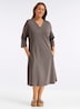 Kleid 3/4-Arm Ohne Kragen