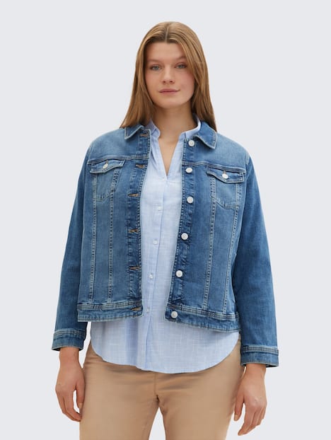 Tom Tailor Women PLUS Jacken Plus Size - Jeansjacke mit Bio-Baumwolle