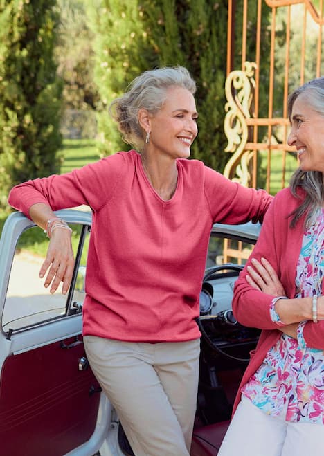 Baumwollpullover mit V-Ausschnitt