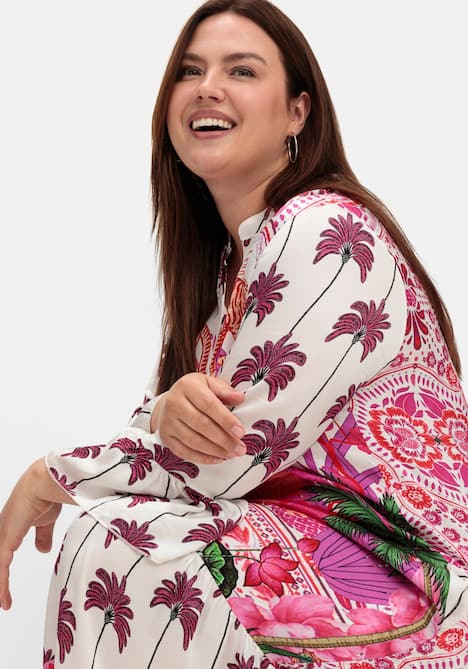 Maxikleid 3/4-Arm Sonstiges Muster Ohne Kragen