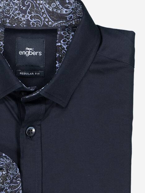 engbers Herren Langarm-Hemd uni , Marineblau