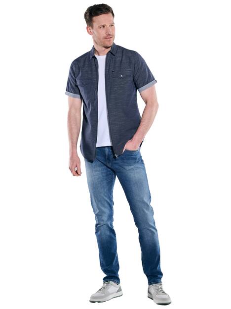 engbers Herren Kurzarm-Hemd uni , Marineblau