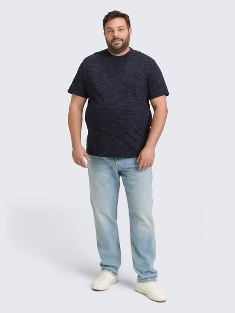 T-Shirt in Melange-Optik mit Brusttasche