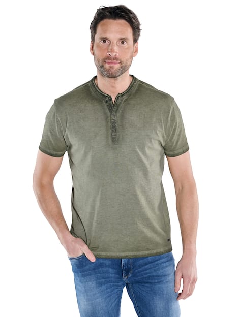 engbers Herren Henley-Shirt uni , Khaki