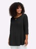 3/4-Arm-Shirt 3/4-Arm-Shirt mit Cut-out vorn 3/4-Arm Uni Ohne Kragen