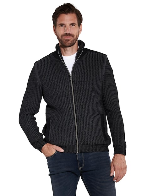 engbers Herren Strickjacke strukturiert , Anthrazit