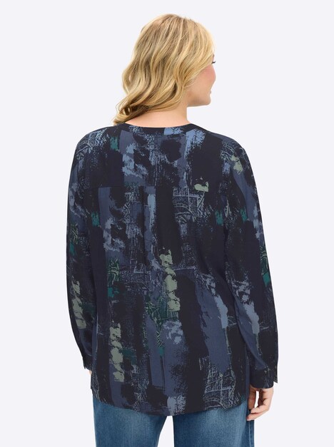 Bluse Langarm Mehrfarbig Ohne Kragen