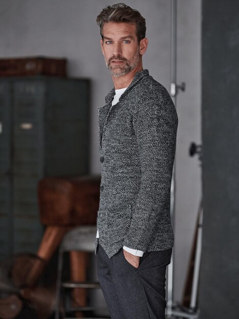 engbers Herren Strick-Sakko regular , Grau