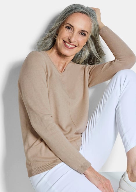 Baumwollpullover mit V-Ausschnitt