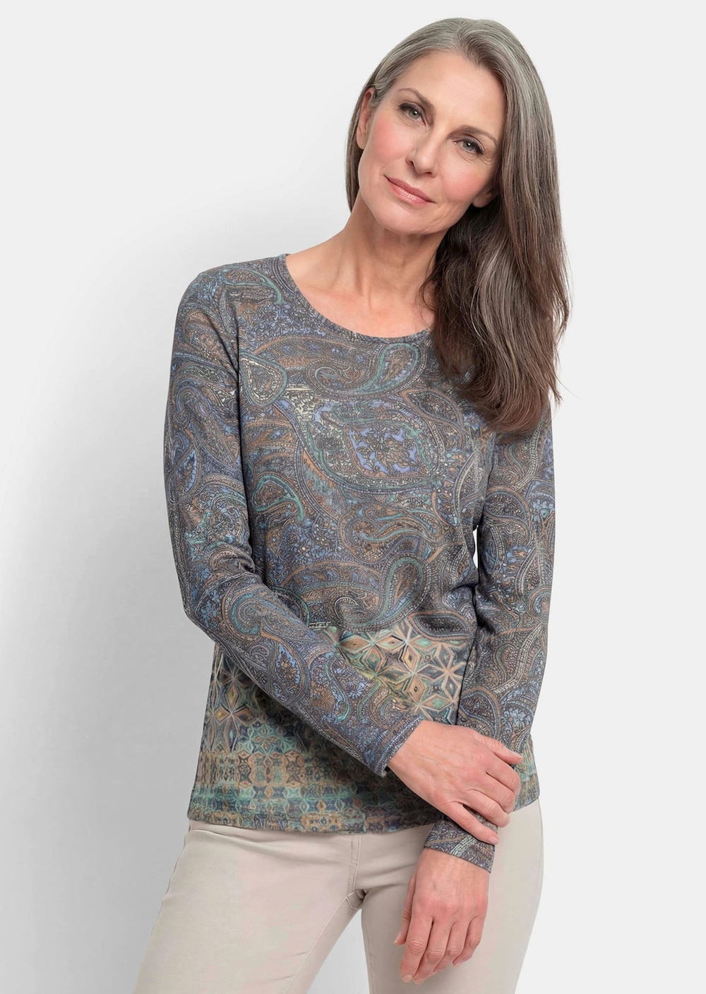 Jerseyshirt mit Paisley-Druck
