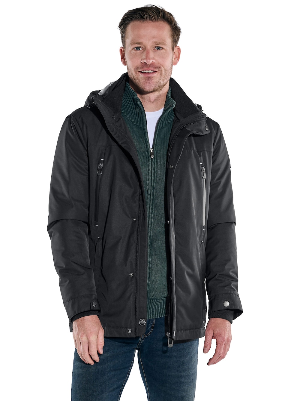 Funktionsjacke mit abnehmbarer Kapuze