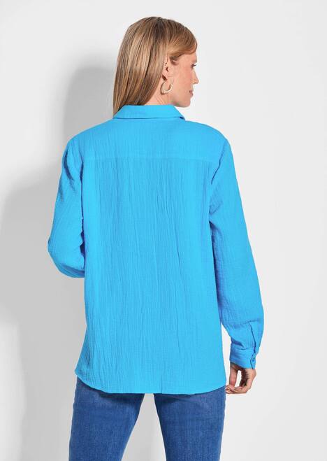 Verlängerte Langarm Musselin-Bluse