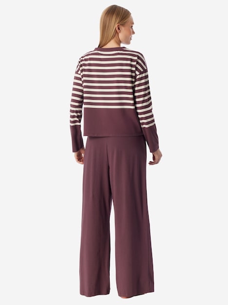 Schiesser Damen Schlafanzug Casual Nightwear kakaobraun