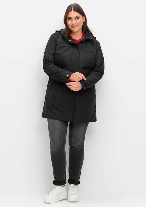 Outdoorjacke Parka in wasserabweisender Qualität Langarm Uni Umlegekragen