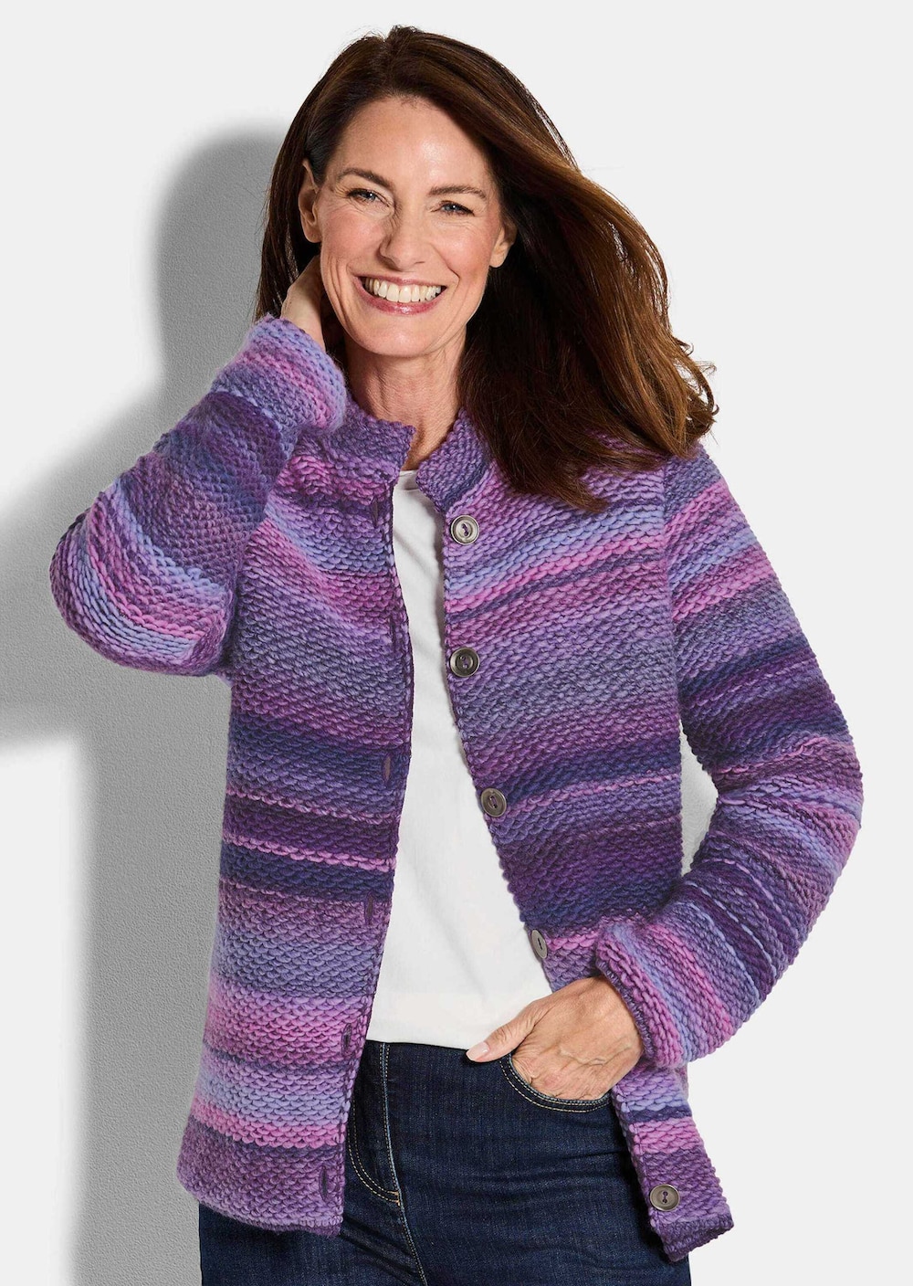 Strickjacke mit Multicolor Ringeloptik