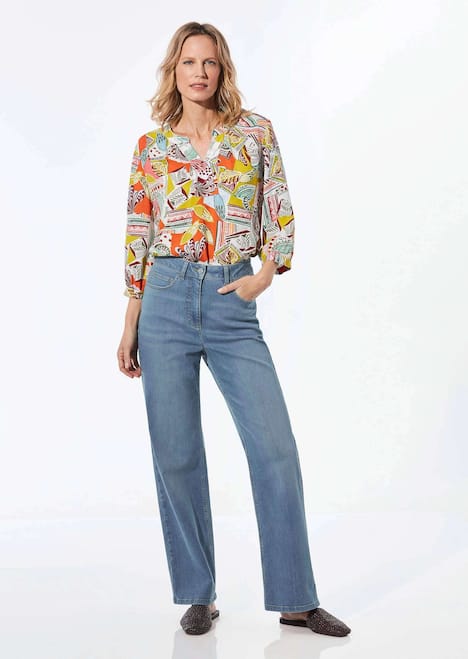 Denim jeans met wijde pijpen