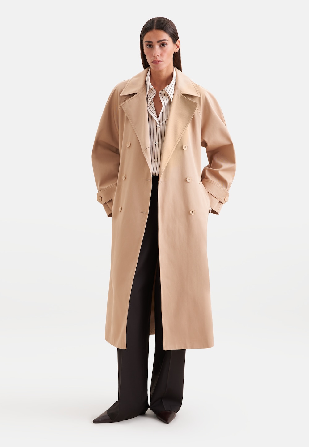 Damen Trench Coat - Uni
