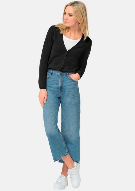 Kaschmirstrickjacke mit V-Ausschnitt