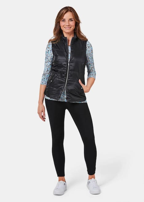 GOLDNER Gewatteerde bodywarmer Licht, doorgestikt vest met opstaande kraag