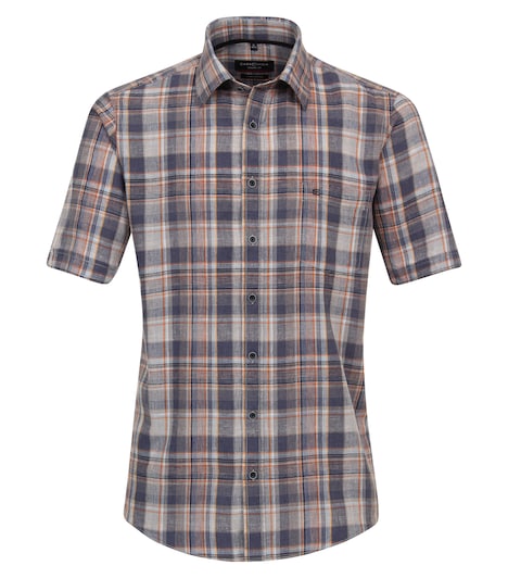 Leinenhemd Kurzarm kariert Casual Fit
