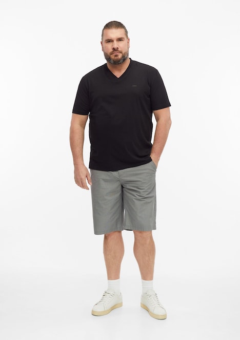 Baumwoll-T-Shirt mit Logo-Print und V-Neck