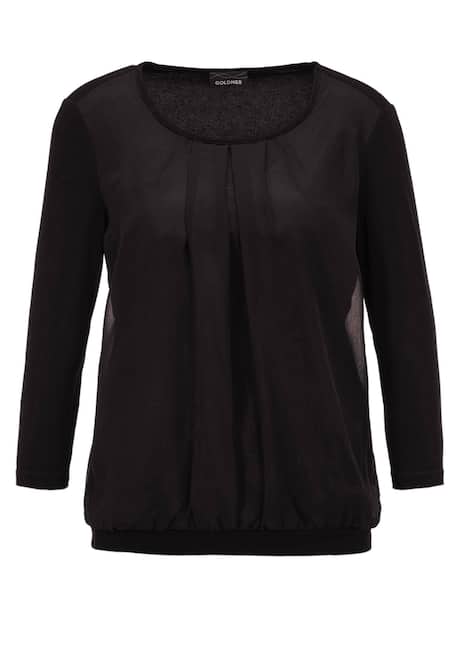 Chiffon-Shirt mit 3/4-Arm, Rundhals