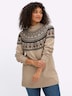Langarm-Pullover Jacquardpullover im Norweger-Stil Langarm Stehkragen