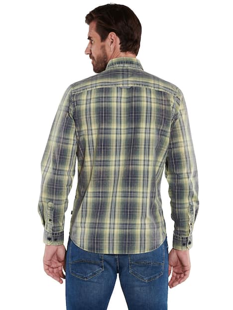 engbers Herren Langarm-Hemd kariert , Gelb