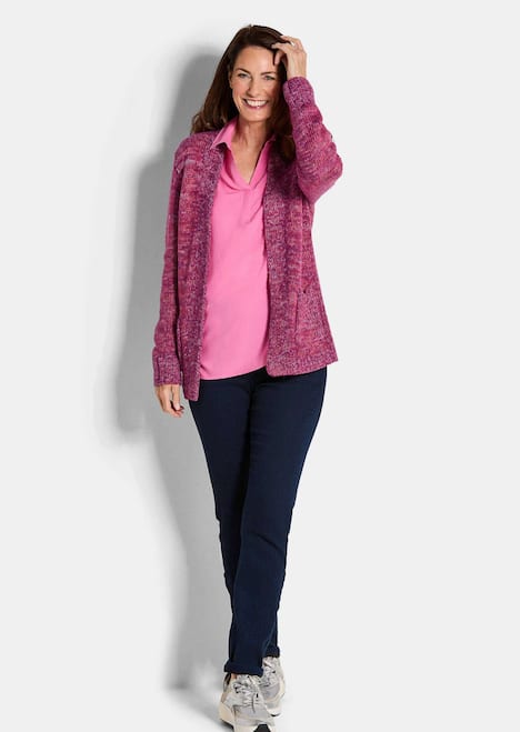 Langarm Melange-Cardigan, flauschig