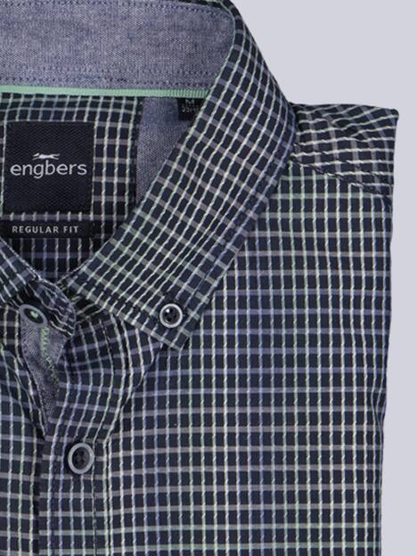 engbers Herren Langarm-Hemd kariert , Marineblau