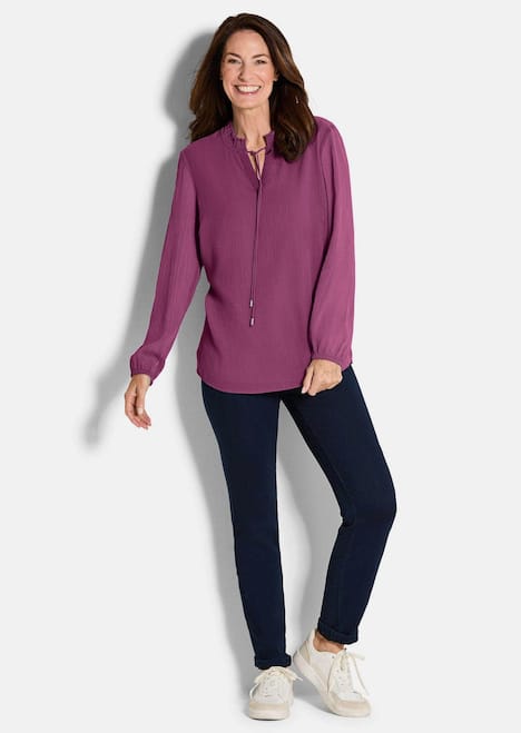 GOLDNER Blouse Chiffon blouse met vrouwelijke halslijn