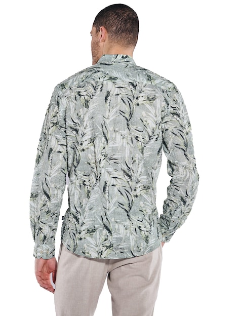 Herren Langarm-Hemd gemustert , Gruen