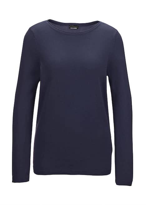 Pullover mit U-Boot-Ausschnitt aus Baumwoll-Viskose-Mix