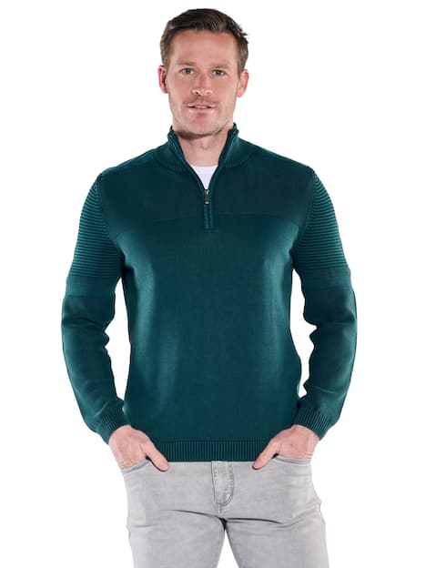 engbers Herren Pullover mit Polokragen , Petrolblau