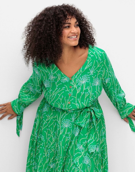 Maxikleid Langarm Sonstiges Muster Ohne Kragen