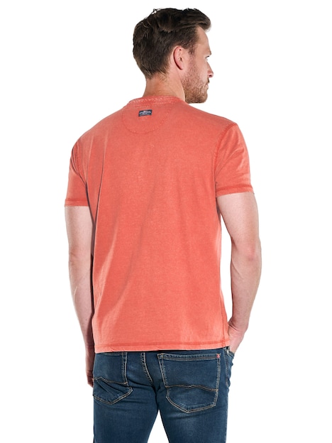 Herren Henley T-Shirt , Dunkelorange