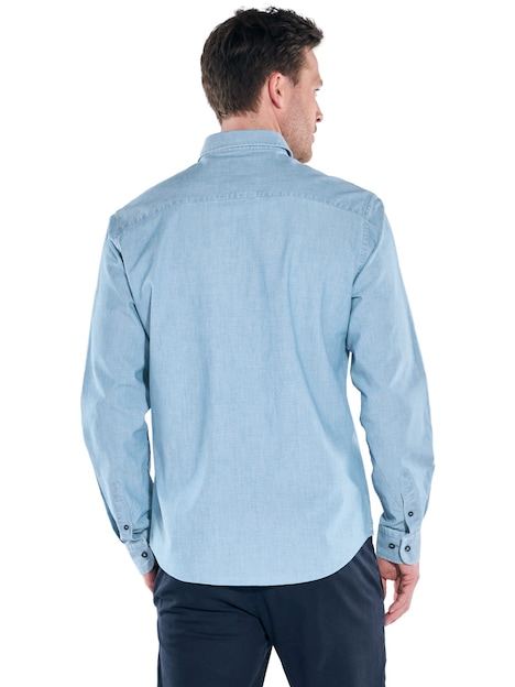 Herren Helles Jeanshemd , Mittelblau