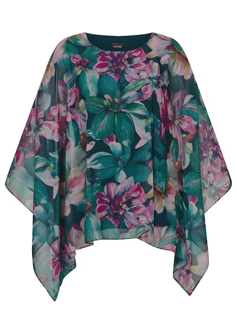 Blusenshirt mit Überwurf aus Chiffon