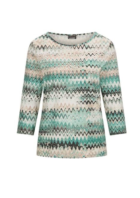 Halbarm-Viskosebluse, Zickzack-Design