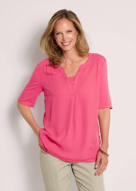 Chiffonbluse mit Jersey-Rückteil