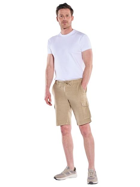 Herren Cargo Shorts in Leinenoptik , Cognac