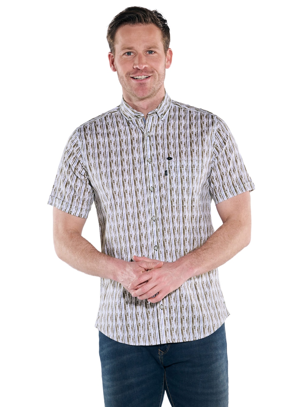 engbers Herren Hemd gemustert , Khaki