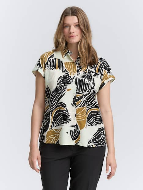 Tom Tailor Women PLUS Blusen & Shirts Plus Size - Loose Fit Bluse mit Leinenanteil