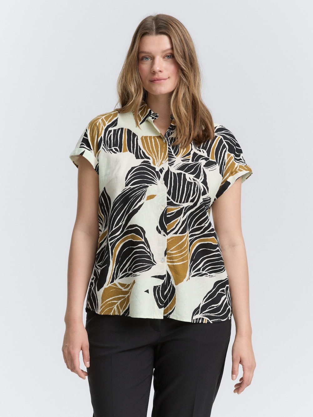 Loose Fit Bluse mit Leinenanteil