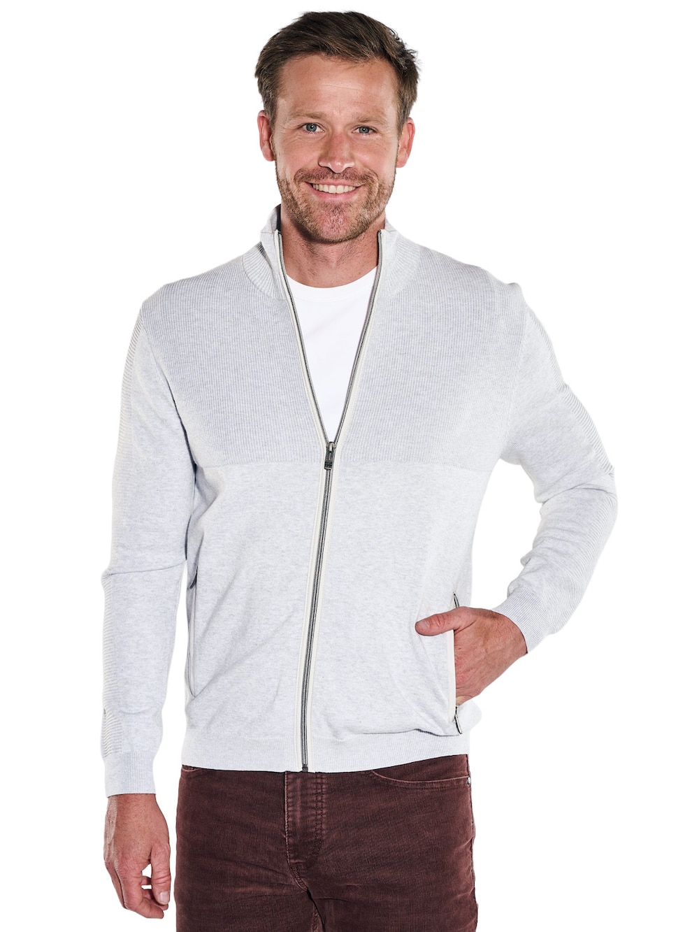 Herren Strickjacke , Hellgrau
