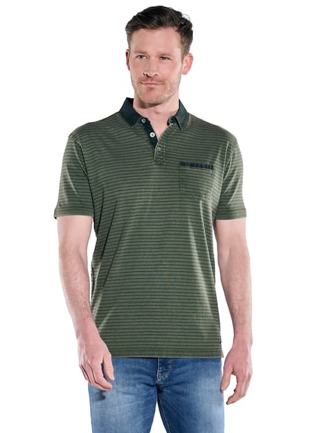 engbers Herren Polo-Shirt gestreift , Khaki