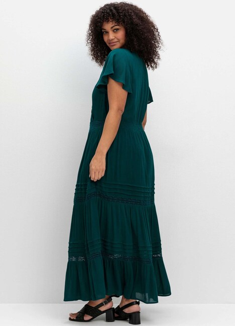 Maxikleid Kurzarm Uni Ohne Kragen