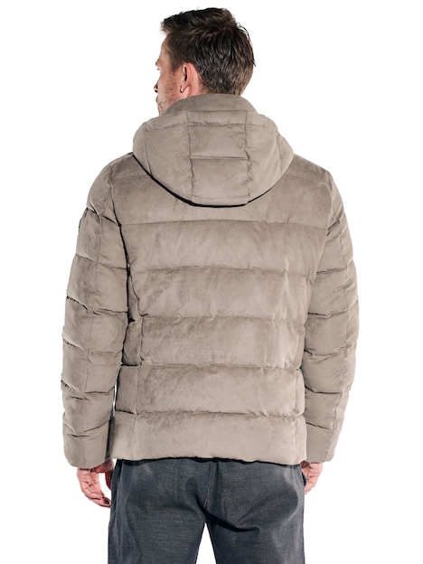 Herren Steppjacke mit abnehmbarer Kapuze , Braunbeige