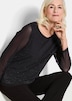 GOLDNER Shirt Shirt van mesh met glittersteentjes